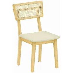 HOMCOM Esszimmerstuhl mit Rattan-Rückenlehne - Eleganter Esszimmerstuhl mit atmungsaktiver Rattan-Rückenlehne und gepolstertem Sitz für höchsten Komfort. Ideal für gesellige Runden und platzsparend durch kompaktes Design.