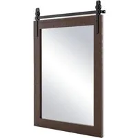 Costway Rechteckiger Spiegel mit Holzrahmen Dunkelbraun in braun von Costway
