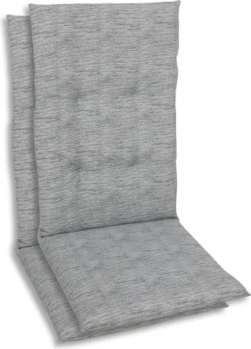 GO-DE Sesselauflage Mittellehner 2er Set - Grau, 108x48x5 cm - Gartenmöbelauflagen mit hochwertiger Schaum-Vliesfüllung für maximalen Komfort. Perfekt für die Outdoor-Saison, mit Gummihaltebändern für sicheren Halt.
