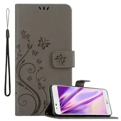 Cadorabo Hülle für LG K7 2016 Schutz Hülle in Grau Schutzhülle Handy Hülle Etui Case Blumen Flower