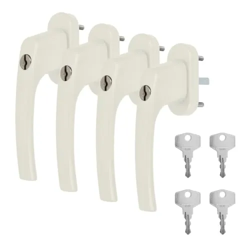 Alu Fenstergriff in Creme RAL 9001 abschließbar - Stiftlänge 45mm 4 x