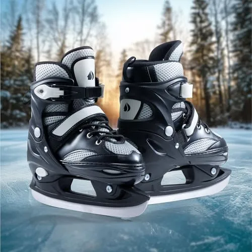 Navaris Schlittschuhe für Kinder und Erwachsene - Größenverstellbar mit Werkzeugset - Eislauf-Schlittschuhe mit optimaler Stabilität und bequemem Softboot für langen Eislauf-Spaß. Ideal für Hobby-Eiskunstlauf und Freizeit - passend für wachsende Füße (EU 39-42)!