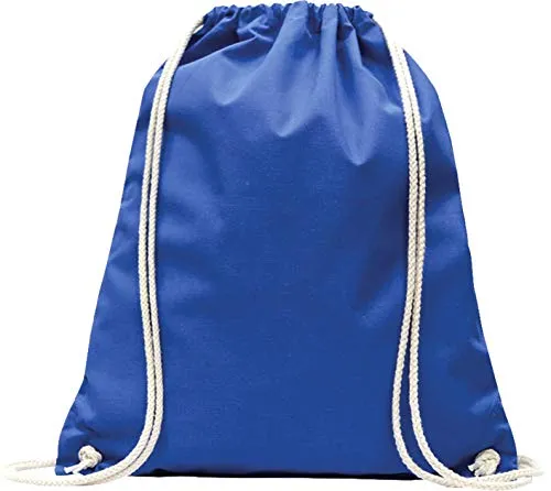 Baumwoll Turnbeutel 1 Stück 38 x 42 cm Sportbeutel - Rucksack Stofftasche Bag, Beutel, Baumwollbeutel, Jutebeutel OEKO-TEX® geprüft Stoffbeutel Damen & Herren, Kinder Gym Sack zum bemalen Royalblau