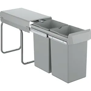 GROHE Einbaumülleimer BLUE, 2-fach Abfallsammler für Küchen - Haushaltszubehör mit 2x 15 Liter Inneneimer für effiziente Mülltrennung. Ideal für Drehtürenschränke ab 30 cm Breite, voll ausziehbar und platzsparend.