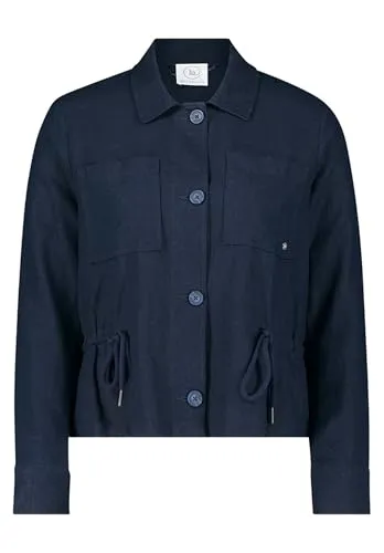 Betty & Co Casual-Jacke Damen Leinen blau, 46 - Funktionsjacken mit klassischem Design, lässigem Kragen und praktischen Taschen. Ideal für den Alltag, vielseitig kombinierbar und in bequemer Passform.