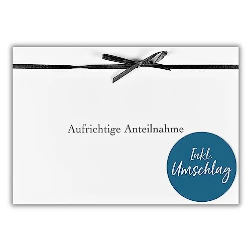 bsb Trauerkarte zur Beerdigung - liebevolle Beileidskarten mit Umschlag - Trauerkarte hochwertig mit Text-Motiv - Herzliches Beileid Karte Trauer - Kondolenzkarte in 11,5 x 17,0 cm