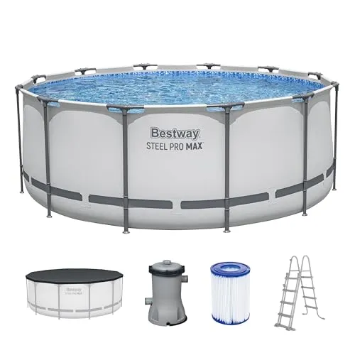 Bestway Steel Pro Max Frame Pool Ø 366 x 122 cm - Komplett-Set - Swimmingpool mit robustem Stahlrahmen und einfacher Montage, ideal für den Sommer und die ganze Familie.