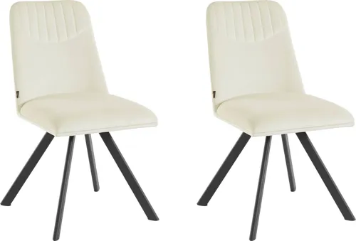 Belissimo | Gepolsterte Esszimmerstühle 2er Set in Samt Creme Weiß