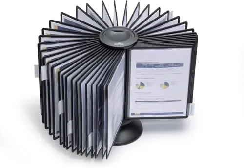 DURABLE SHERPA Display System carousel 40 563301 - Sichtwender mit 40 Tafeln, ideal für Ordnung am Arbeitsplatz. Schützt Dokumente vor Schmutz und Feuchtigkeit, drehbar für optimale Übersicht.