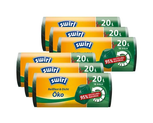 Swirl Müllbeutel 6x Swirl Öko Müllbeutel 20L (18 stk./ Rolle) mit Zugband
