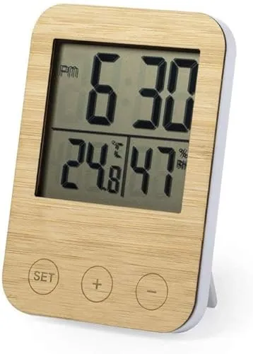 Wetterstation Thermometer Hygrometer Bambus Holz Geschenk