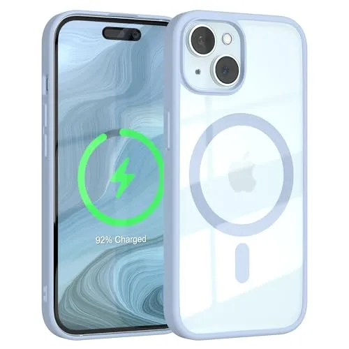 EAZY CASE Crystal TPU Hülle kompatibel mit iPhone 15 kompatibel mit Qi-Charging, Silikon mit Kameraschutz, Slimcover, Handyhülle, Silikonhülle, Backcover, Durchsichtig, Transparent/Blau