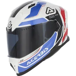 Acerbis X-Way Integralhelm - Weiß/Hellblau/Rot/Schwarz - L - Motorradhelm mit Vollvisier und integriertem Sonnenvisier, hypoallergenem Innenfutter und Vorbereitung für Pinlock 70 Max Vision, ideal für höchsten Komfort und Sicherheit auf der Straße.