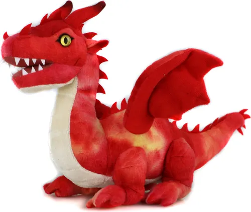 Uni-Toys Plüsch-Drache rot - 40 cm - Kuscheltiere: Fantastischer roter Drache aus weichem Plüsch, ideal zum Spielen, Sammeln oder Verschenken. Hochwertige Verarbeitung und geprüfte Sicherheit garantieren langanhaltenden Spielspaß.