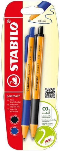 Druck-Kugelschreiber STABILO pointball in blau von Kugelschreiber