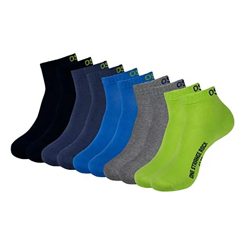 ONE STRANGE ROCK Quarter Socken Kurzsocken Herren Damen 5, 10, 15, 20, 30 Paar, Farbe:Blau/Grau/Grün - 5er Pack, Größe:39-42, Artikel:-201 frog on the water