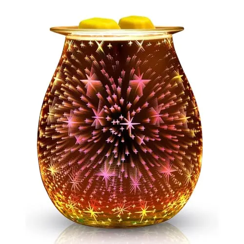 Elektrische Duftlampe aus Glas – 3D-Feuerwerk Aromalampe - Duftlampen für Zuhause mit 3D-Feuerwerkseffekt, Touch-Steuerung und Aromatherapie-Funktion für entspannende Düfte und eine gemütliche Atmosphäre.