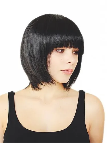 Produktbild schwarz BOB Damen glatt kurze Perücke natürlich wie Echthaar Mia Wallace C577