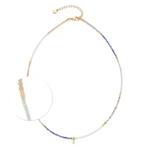 JEWELS BY LEONARDO Halskette Ciao Babelli - Elegante Damenkette aus goldfarbenem Edelstahl mit pastellfarbenen Natursteinchen und kleinen Goldtropfen, ideal für farblich abgestimmte Outfits.