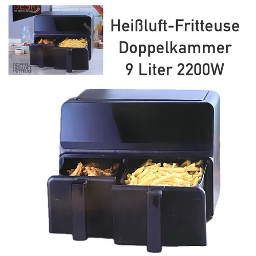 DESKI Doppel Heißluft Fritteuse 9 Liter
