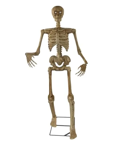 Horror-Shop Sprechendes Skelett Animatronic 150cm für Halloween - Saisonale Deko mit schaurigem Sound und beweglichem Kopf, ideal für professionelle Veranstaltungen und private Partys. Beeindruckende 150 cm Größe und leuchtende Augen für gruselige Atmosphäre!