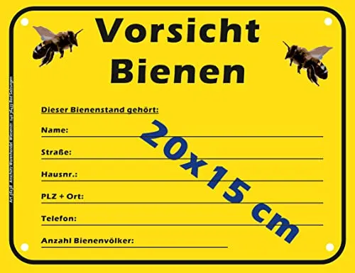 Bienenstand Schild Kennzeichnung für Bienenvölker Imker Wanderimkerei Warnschild gelb-schwarz