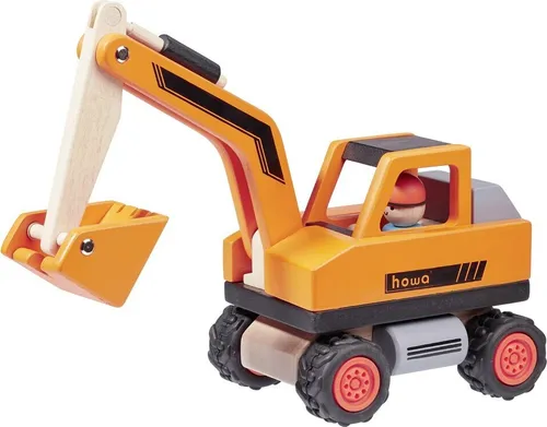 howa Bagger aus Holz 5900 - Detailgetreues Spielzeug für kleine Baggerfahrer - Spielfahrzeuge: Der massive Holzbagger mit schwenkbarem Führerhaus und beweglichem Baggerarm fördert die Fantasie und Kreativität von Kindern.