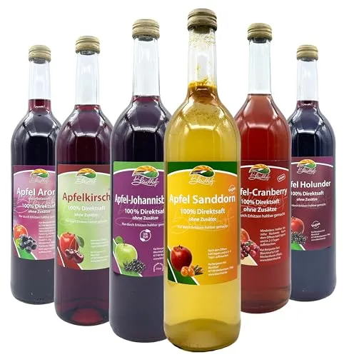 BLEICHHOF® Apfelmischsäfte mit Beeren - Apfel-Sanddornsaft, Apfel-Aroniasaft, Apfel-Cranberrysaft, Apfel-Johannisbeersaft, Apfel-Holundersaft, Apfel-Kirschsaft (6x0,72L)