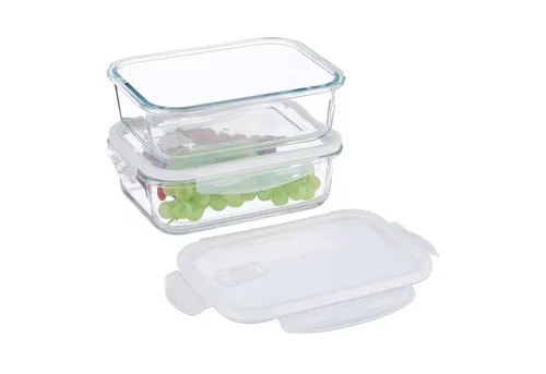 relaxdays Frischhaltedose Glasbehälter Set, 2-tlg, 1520ml - Frischhaltedosen aus Glas für vielseitige Lagerung, luftdicht und auslaufsicher. Ideal für Kühlschrank und Mikrowelle, um Lebensmittel länger frisch zu halten.