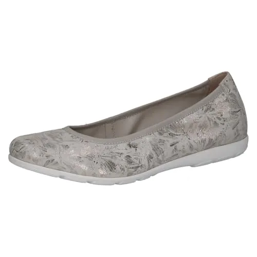 CAPRICE Damen Ballerinas aus Leder, Weiß (Offwhite/SILV.), 41 EU - Elegante Ballerinas mit AIRMOTION Sohlentechnologie für müheloses Gehen. Hochwertiges Leder-Obermaterial und absatzloses Design bieten höchsten Komfort und Bewegungsfreiheit. Ideal für den täglichen Einsatz.
