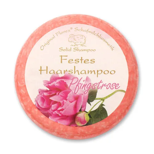 Florex Schafmilch Festes Haarshampoo Pfingstrose Naturprodukt Verpackt 58g