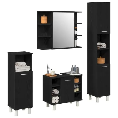 vidaXL Badezimmermöbel Set 4-teilig Schwarz von vidaXL