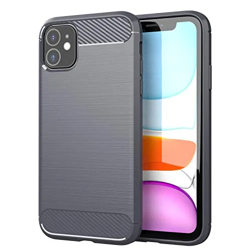 Cadorabo Hülle kompatibel mit Apple iPhone 11 Schutzhülle TPU Silikon Case Karbon Optik Slim Kratzfest Weiche Gummi mit Rundumschutz Case Hülle für iPhone 11 in Grau