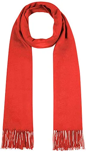 Trachtenland Fransen Schal Stola mit Kaschmir Uni - Koralle