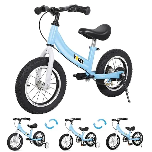YBIKE 2 in 1 Laufrad, Kinderlaufrad und Kinderfahrrad Dual-Use-Funktion, Geeignet Für Kinder im Alter von 2-7, 12,14,16 Zoll mit Bremse, Pedal, Trainingstheorie
