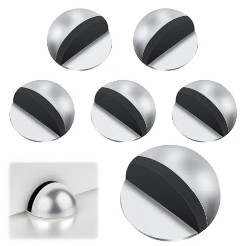 Türstopper Boden Selbstklebend, Türstopper Kleben mit Gummipuffer, Edelstahl Bodentürstopper, Türpuffer Boden Wandpuffer für alle Hartböden zum Schutz von Türen, Wänden und Möbeln 6