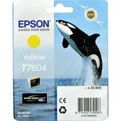 Original Epson Tinten Patrone T7604 gelb - 26 ml für SureColor SC-P 600, 100% funktionsfähig in umweltfreundlicher Verpackung