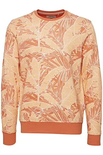 Blend 20715350 Herren Sweatshirt Pullover Pulli mit Rundhalsausschnitt O-Neck Print Sommer Blumen, Größe:L, Farbe:Brandied Melon (161340)