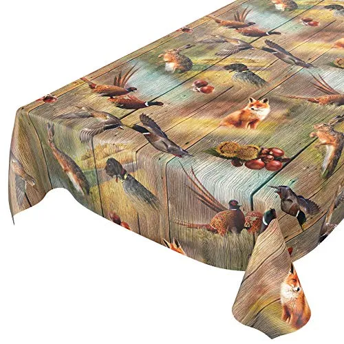 ANRO Wachstuch Tischdecke abwaschbar Wachstuchtischdecke Wachstischdecke Jagt Wild Jäger Motiv Holz 2000x140cm (20m)