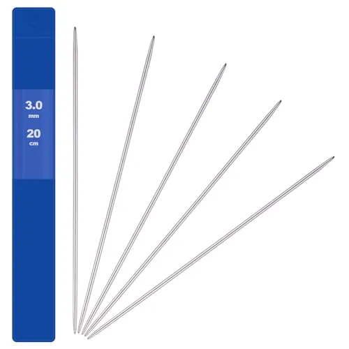 Stück Nadelspiel 3 mm Edelstahl Stricknadeln Set Sockennadeln für Mützen Socken Handschuhe Hüte Schals Haustier Pullover Doppelspitzen Knitting Needles,Anfänger,Glatt,Robust und Langlebig 5