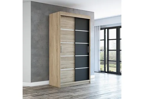 A&J MöbelLand Schiebetürenschrank PARIS 2-türig in schwarz von A&J MöbelLand