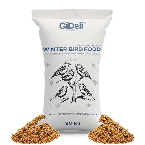 GiDeli Vogelfutter Winter 30kg - Streufutter für Wildvögel ganzjährig - Meisenfutter für Garten & Balkon mit Leinsamen reich an Omega-3, Calcium – ohne Zusatzstoffe