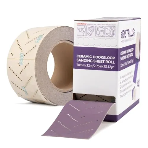 Schleifpapierrolle, Keramik, Violett, 70 mm x 12 m, Schleifrolle, für Autos, mehrere Löcher, zum Entfernen von Beschichtungen, Schleifen von Autos, Körnung 400