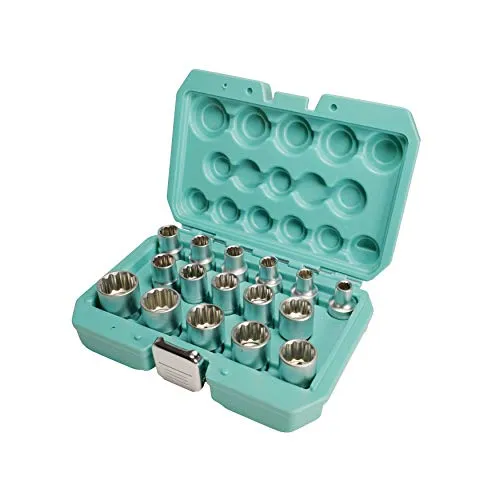 Nuss Satz 12-Kant 1/2 Zoll 16tlg 8-24mm von WIESEMANN 1893 I Steckschlüsseleinsätze aus Q-30 Stahl I Vielzahn Nuss Set I Mit praktischem Werkzeugkoffer I 81499