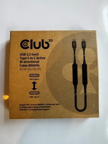 Club3D USB 3.2 Typ C Kabel 5m aktiv - USB-Kabel für schnelle Datenübertragungen, ideal für Geräte mit USB-C-Anschluss, 5 Meter Länge für flexibles Arbeiten.
