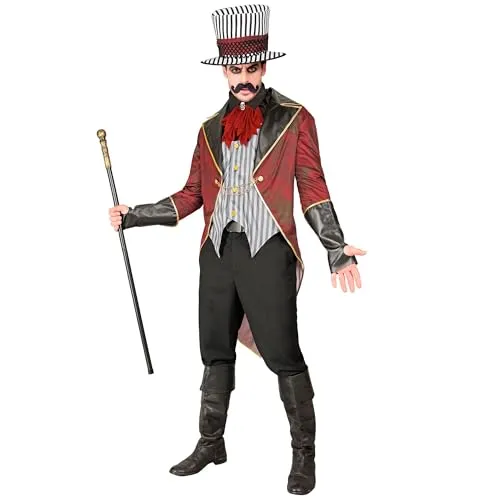 W WIDMANN MILANO Kostüm Böser Zirkusdirektor für Halloween - Verwandeln Sie sich in einen furchteinflößenden Zirkusdirektor mit diesem detailreichen Kostüm. Ideal für Halloween und Mottopartys, inklusive Frack, Weste und Hut für einen unvergesslichen Auftritt.