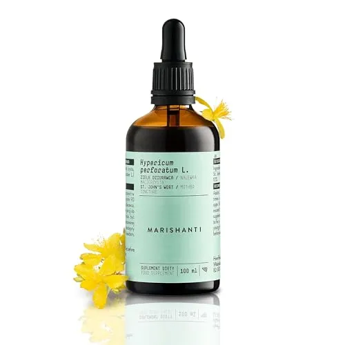 Johanniskraut (Hypericum Perforatum) Alkoholfreie Urtinktur – flüssiger Extrakt – Tropfen – 100 ml – Nahrungsergänzungsmittel – Marishanti – 100% natürlich und vegan