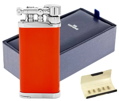 ITT IM Corona Old Boy Pfeifen Feuerzeug Messing verchromt Körper orange 64-3107