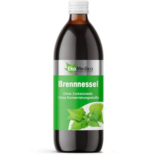 EkaMedica® Brennnessel Extrakt Saft Nahrungsergänzungsmittel - Natürlich Ohne Zuckerzusatz Konservierungsstoffe Duftstoffe (1000 ml)