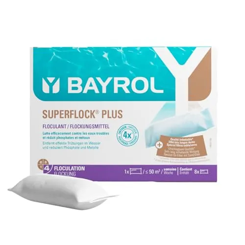 BAYROL Superflock Plus 1 kg - Effektives Flockungsmittel für Pools - Anti-Trübmittel & Enzyme, sorgt für kristallklares Wasser und entfernt zuverlässig Phosphate und Metalle für eine bessere Wasserqualität.
